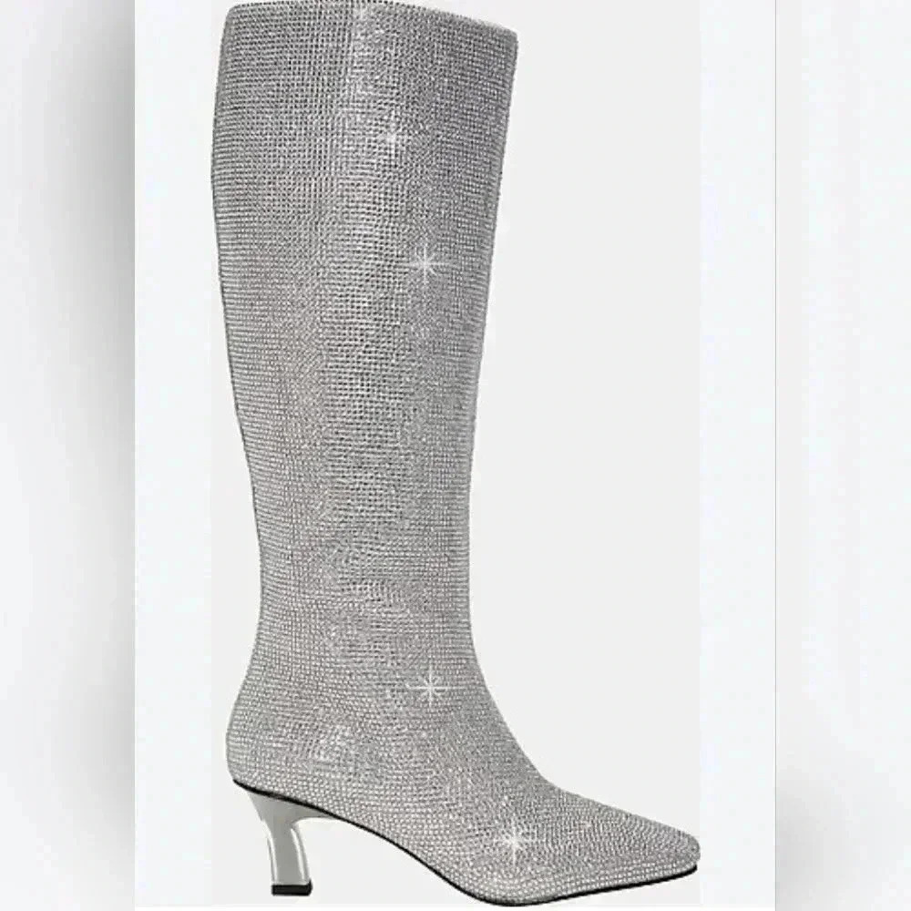 Katy Perry Collections Silver Rhinestone Knee-High Boot